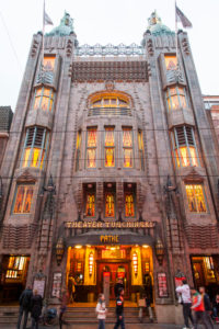 Historical cinema 'Tuschinski', dusk, night, Amsterdam, Holland, Netherlands Historical cinema 'Tuschinski', dusk, night, Amsterdam, Holland, Netherlands